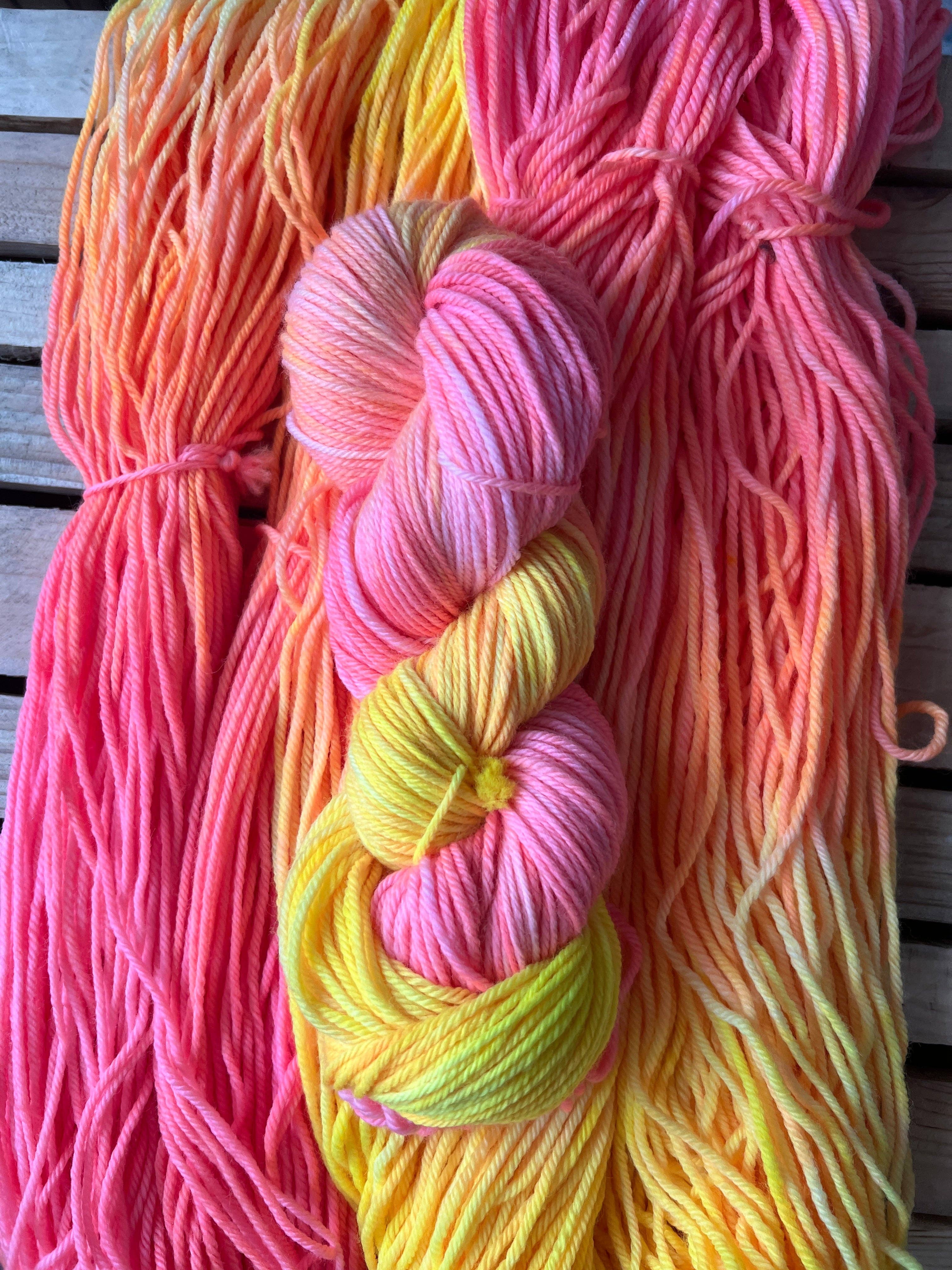 The Yarn Cabin DBA Purls & Pines Yarn - Wholesale Yarn - Tequila Sunrise Hand Dyed Yarn5