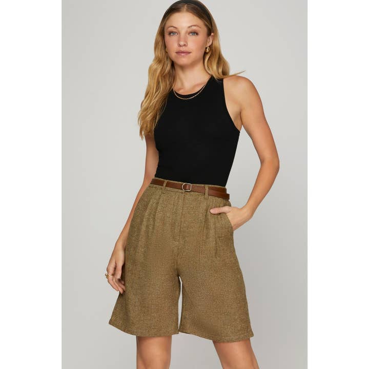 BERMUDA IN MISTO LANA PLISSETTATO per la vendita all'ingrosso da parte di STYLE USA