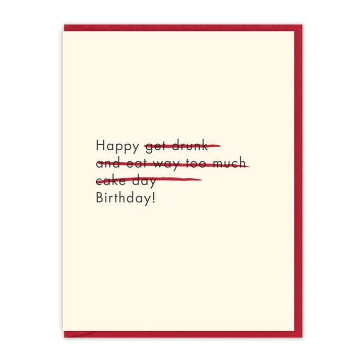 Get Drunk Eat Cake | Letterpress Birthday Card for wholesale by Spacepig Press