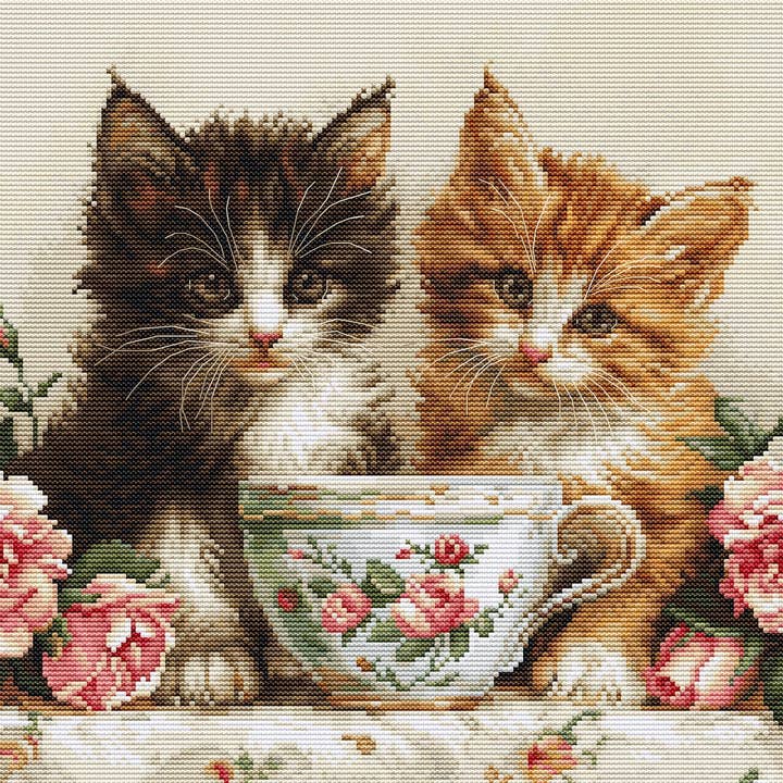 Cross Stitch Kit Luca-S GOLD - Morning of the Cats, BU5070 for wholesale by Luca-S