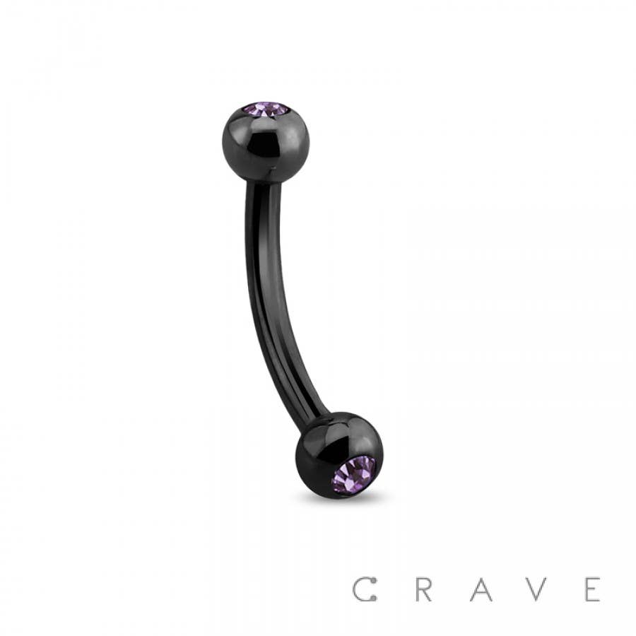 CRAVE - Wholesale Single Earring - BLACK IP OVER 316L SS WITH GEM BALLS (KR)5