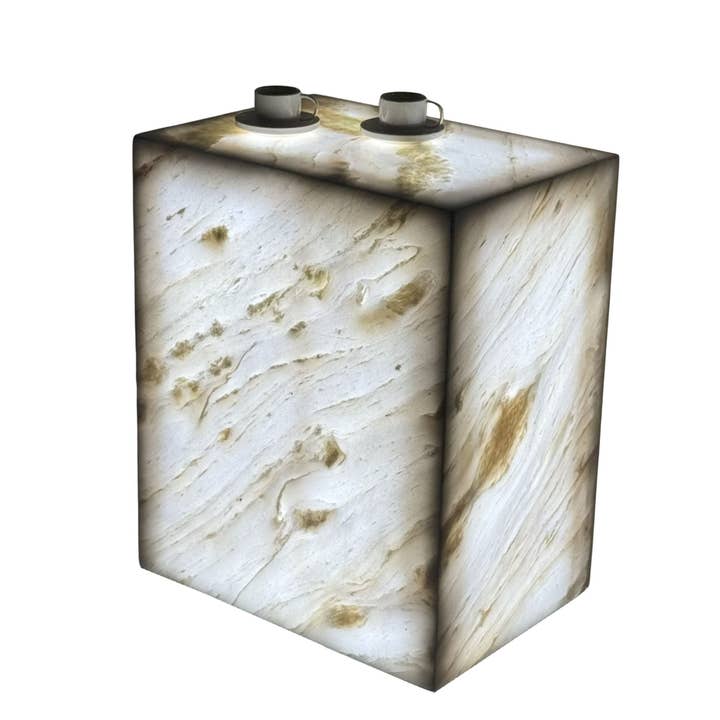 Plutus Brands Signature Natural Marble Side Table - Modern Luxury with Dimmable LED Glow for wholesale by Plutus Home Brands