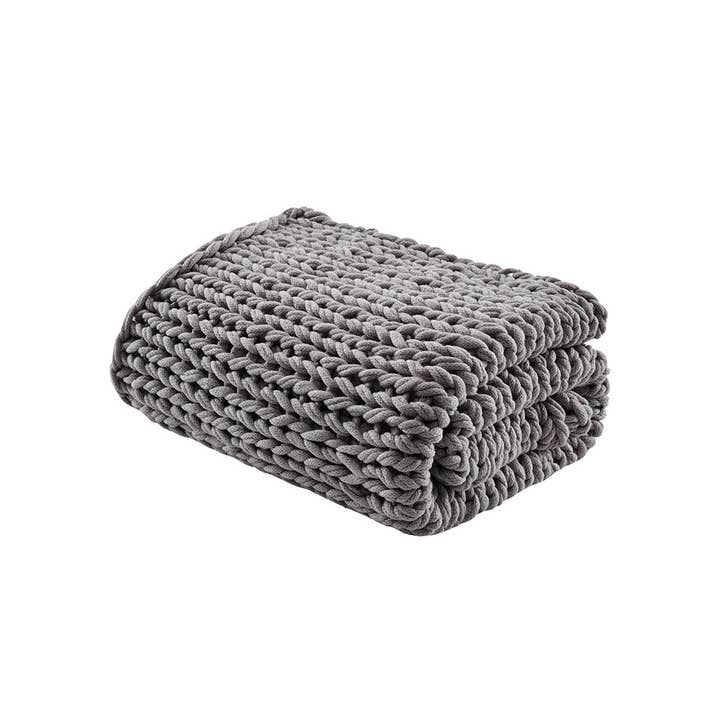 Olliix - Wholesale Throw Blanket - Handmade Chunky Double Knit Throw Blanket, Dark Grey