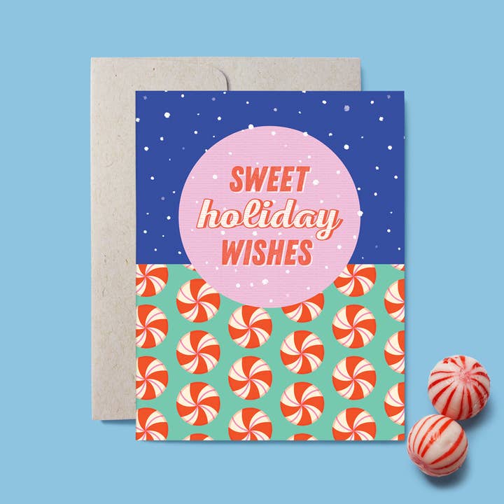 Carte de vœux à la menthe poivrée pour la vente par Belle Belette