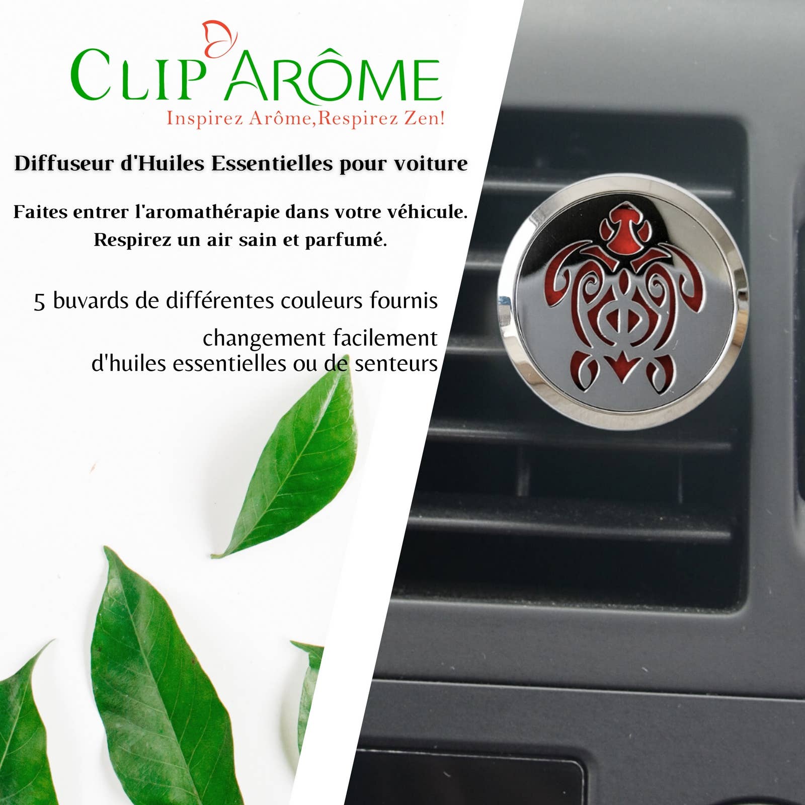 Zen'Arôme - Wholesale Car Freshener - Unisex - Car Air Freshener Clip'Arôme - Turtle1