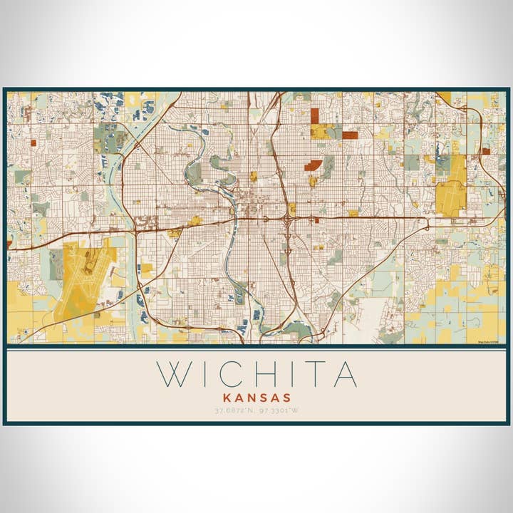 JACE.design - Wholesale Art Print - Wichita KS Map Print Woodblock3