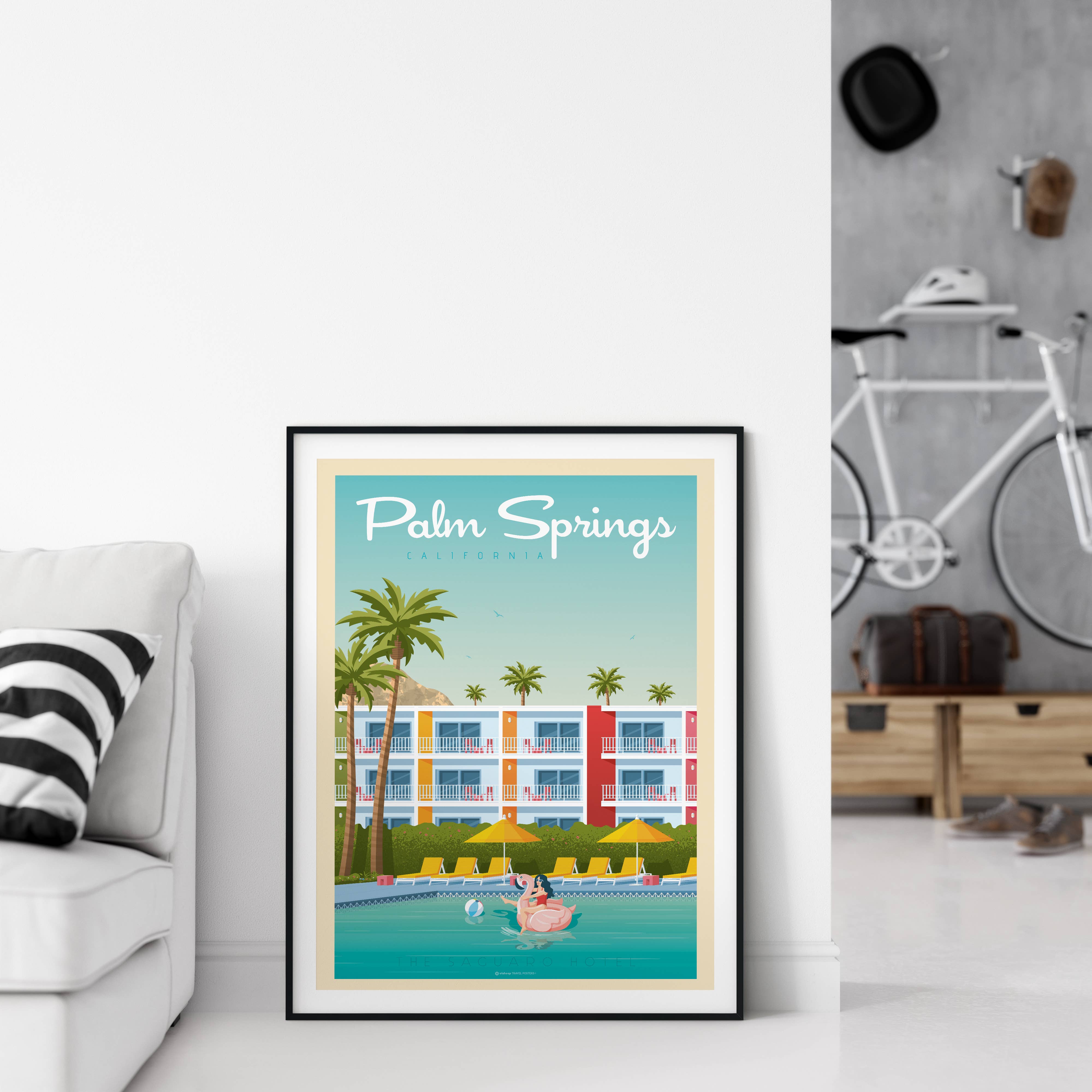 Olahoop Travel Posters - Wholesale Poster - Palm Springs California Travel Poster - Saguaro Hotel1