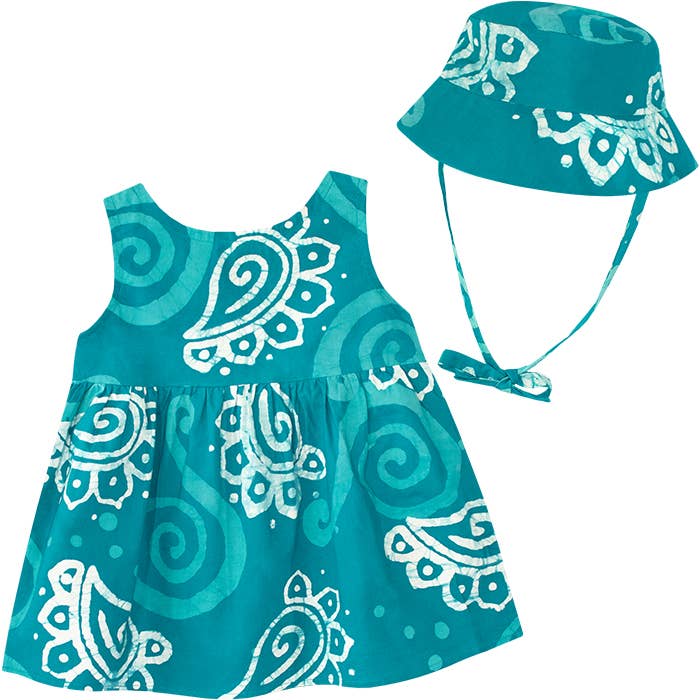 Global Mamas - Wholesale Dress - Baby - Babies: Sundress: Paisley - Teal-Organic1