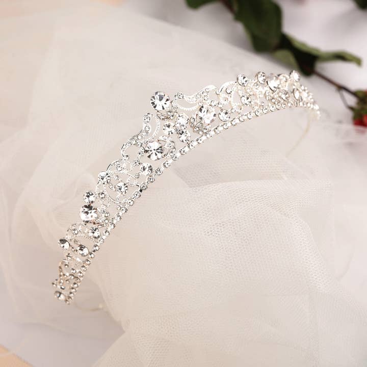 SWEETV - Vendita all'ingrosso Tiara - Donna - SWEETV - Tiara da sposa in argento con pettine, per donne e bambine