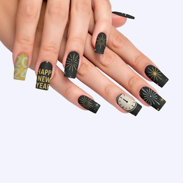 Moonlit Sparkle Onyx Magic Press-On Nails for wholesale by FYNE BODY