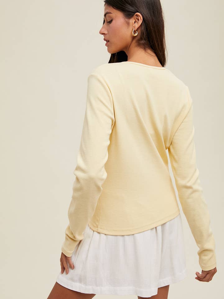 Wishlist Apparel - Wholesale Knit Top - Women's - RIBBED BUTTON-UP KNIT TOP / WL25-10955