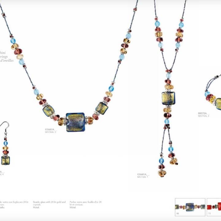 Coleção de Joias em Vidro Murano Mistral Antica Murrina por atacado de Alice Sturzinger LLC