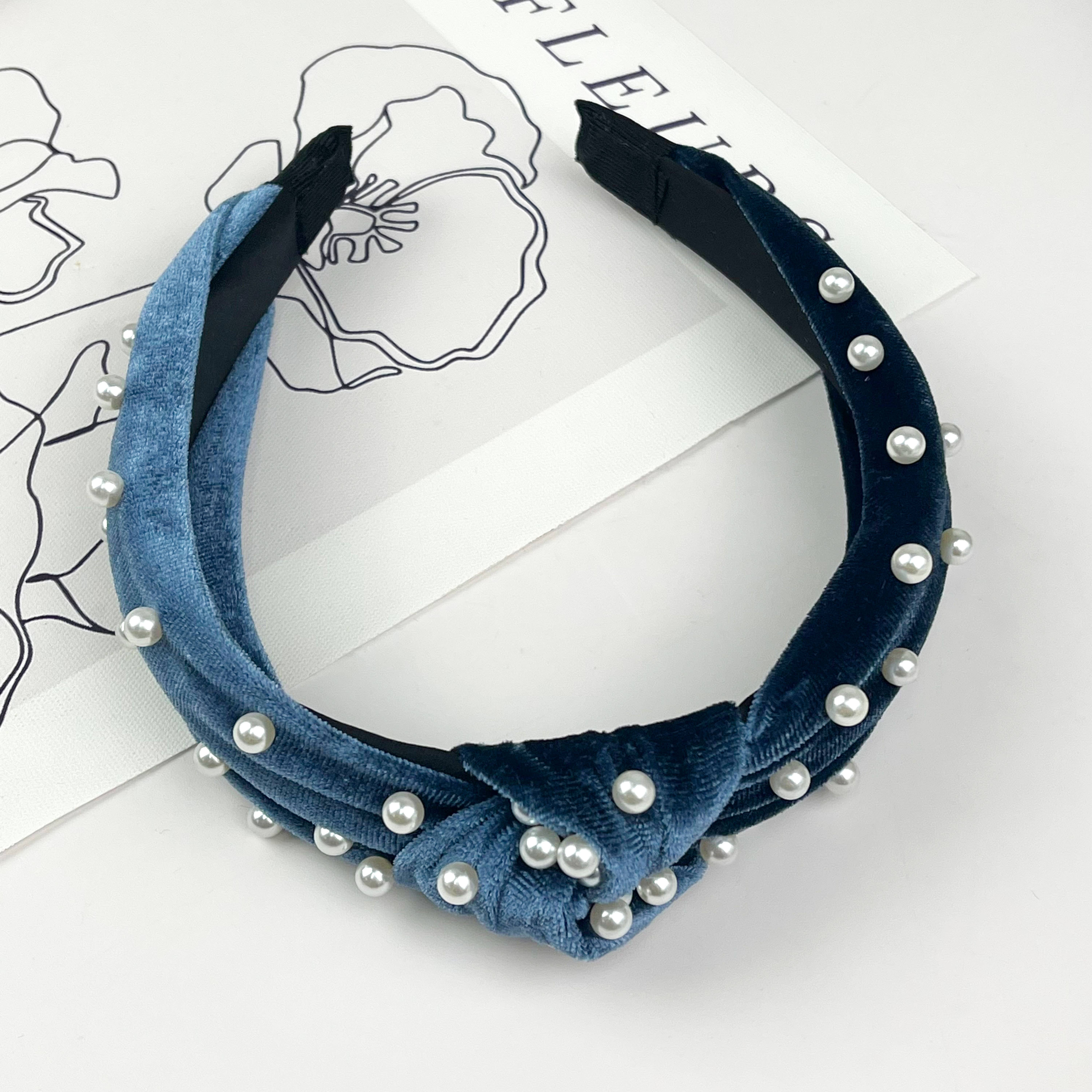 TheDivaSoap - Wholesale Fashion Headband - Women's - Flannel Embellished Knotted Beaded Pearl Headband12