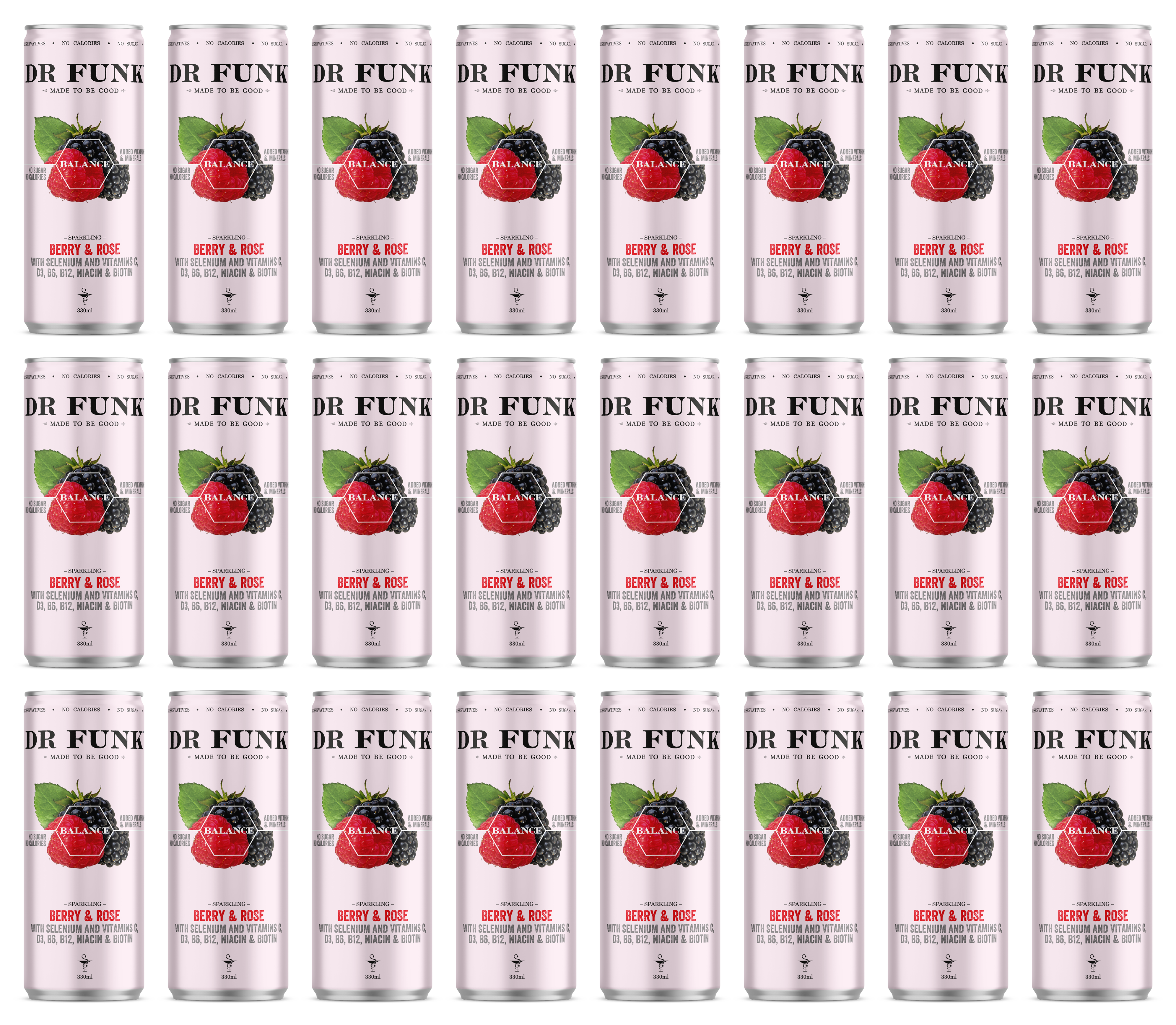 Dr Funk - Vendita all'ingrosso Acqua frizzante - Acqua aromatizzata ai frutti di bosco e rosa con 7 nutrienti essenziali1