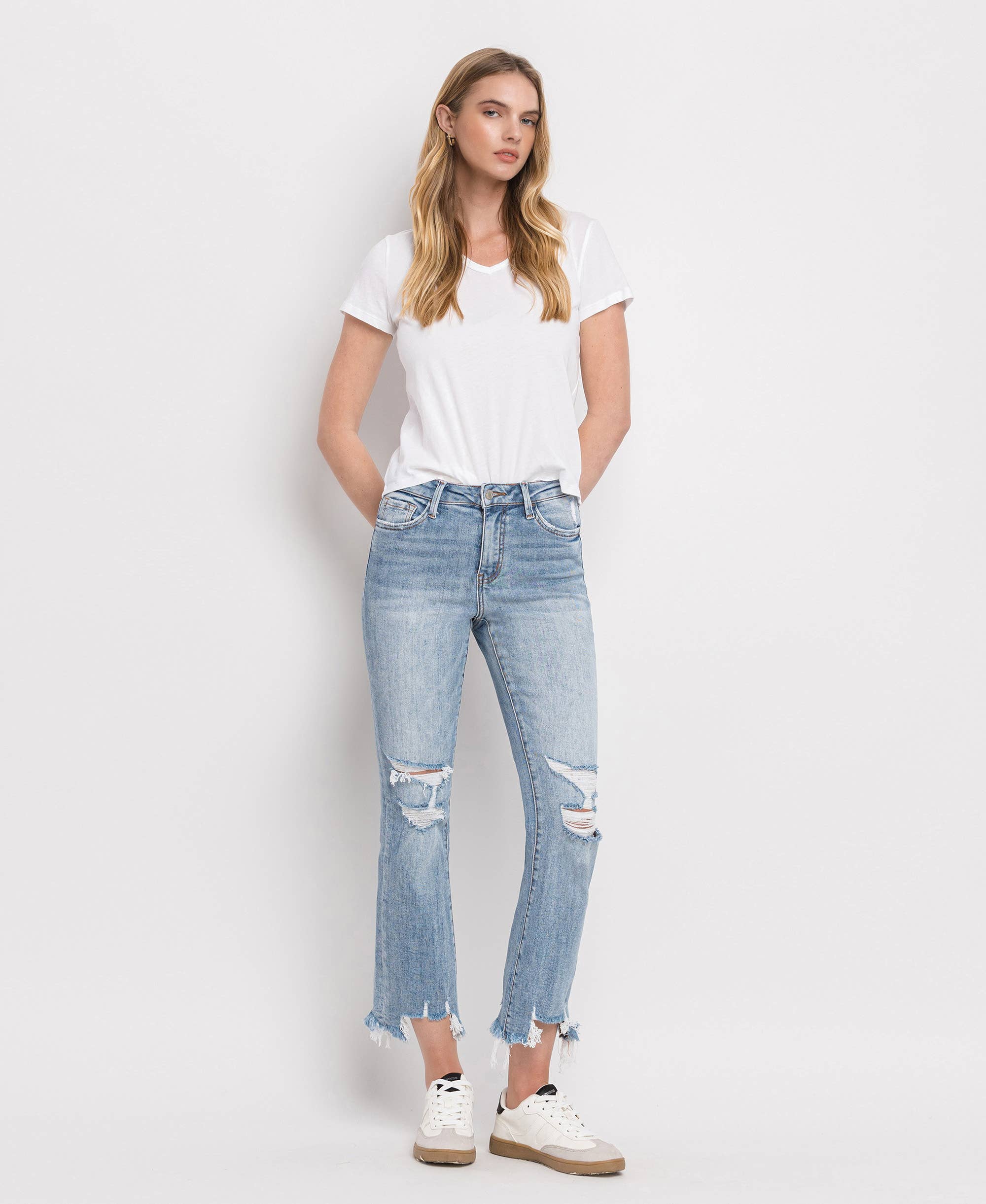 Handy HIGH RISE LIGHT WASH CROP FLARE JEANS LV1003 for wholesale on Faire3