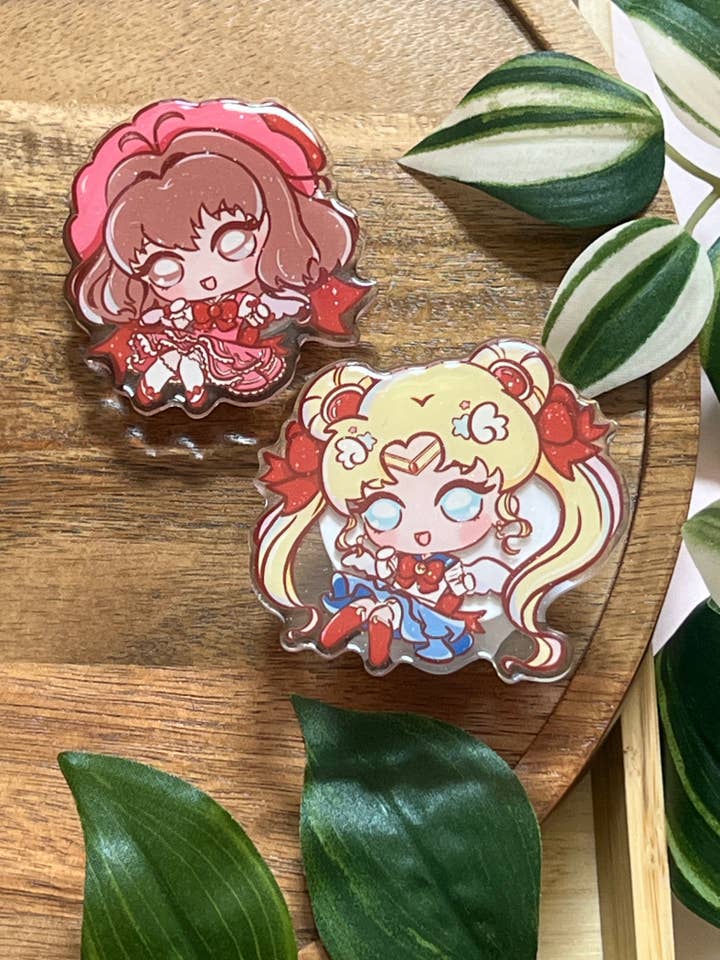 Magical Girl Glitter Epoxy Acrylic Phone Grips for wholesale by Peony Lee Art