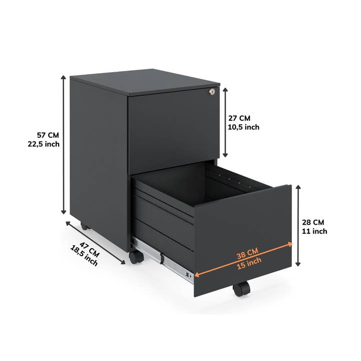 CEHA USA - Wholesale Cabinet - Ceha 2 Drawer Mobile File Cabinet with Lock