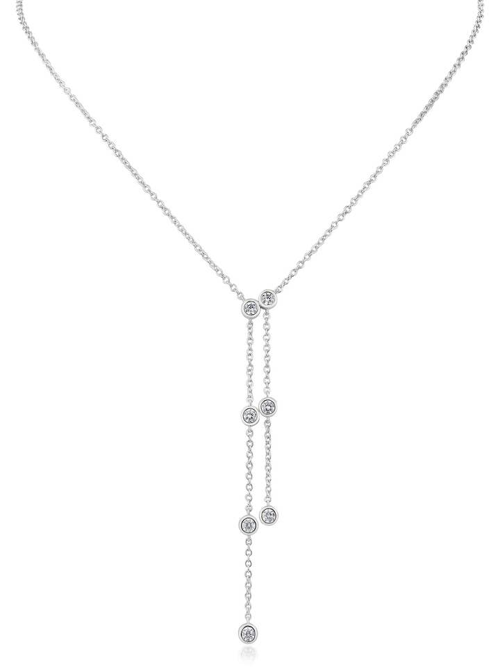 Doppelte Y-Halskette mit runder Lünette für den Großhandel von CZ by Kenneth Jay Lane