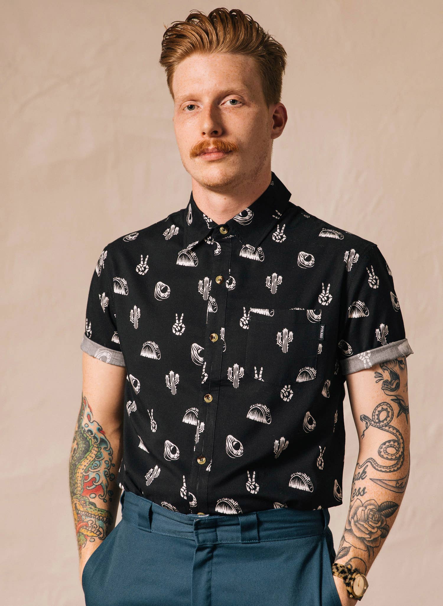 Pyknic - Wholesale Button Down Shirt - Unisex - No Problemo Cactus Tacos Casual Button Down Shirt Men Women11