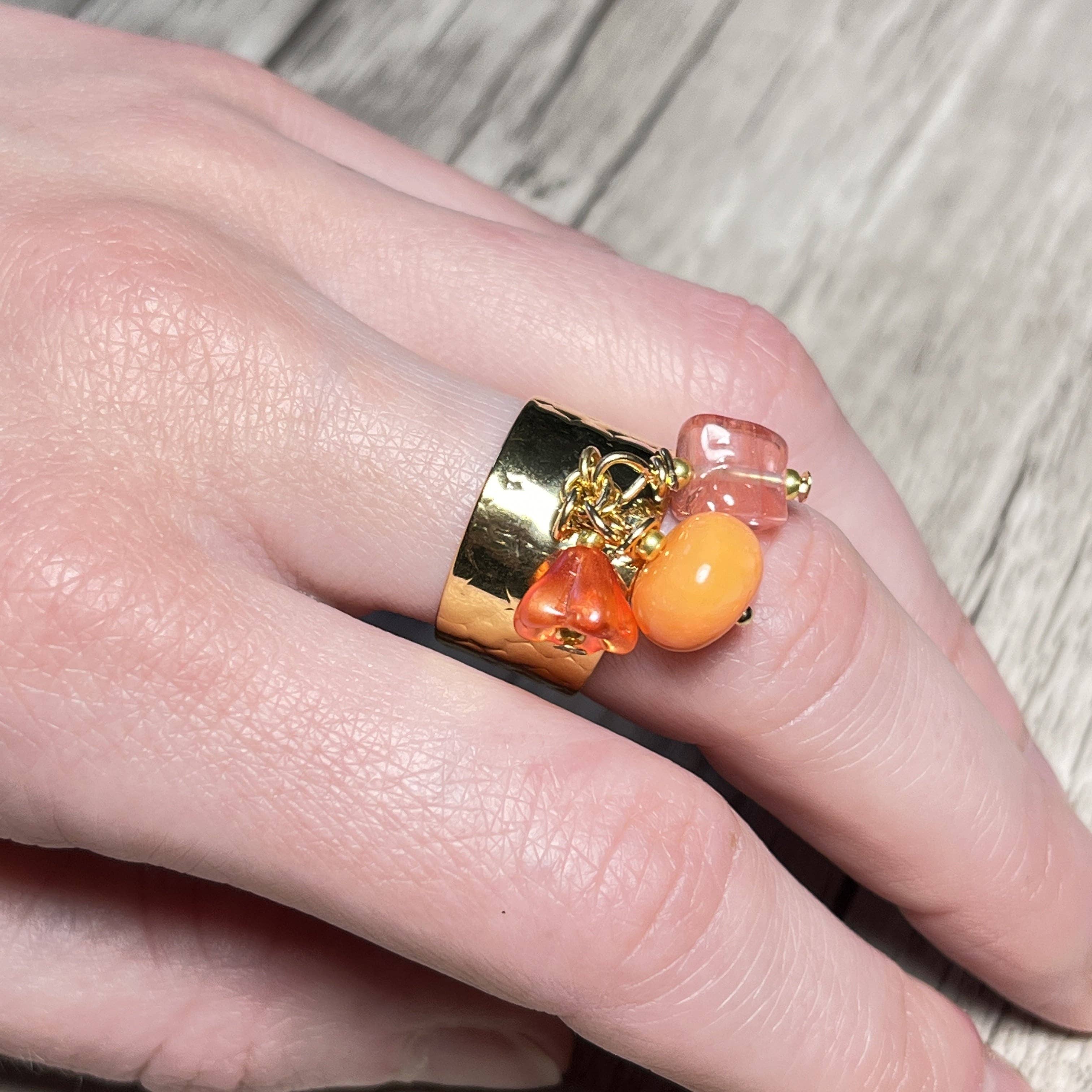 TOURMALYN - Vente Bague de cocktail/de cérémonie - Bague "INES" dorée or fin avec pierre d’ Opale et Quartz1