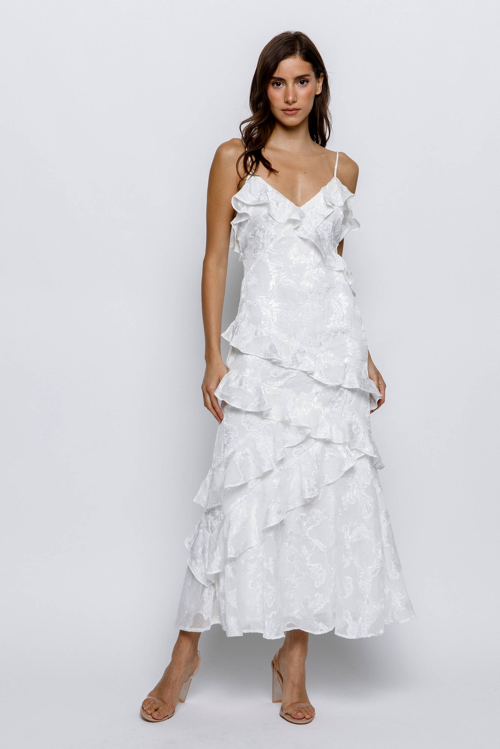 STORIA - Vente Robe – femme - JD5740-3- ROBE NUISETTE À VOLANTS À IMPRIMÉ GAUFRÉ13