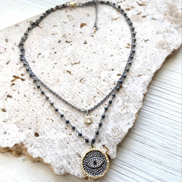 VB&CO Designs Handmade Jewelry - Wholesale Pendant/Charm Necklace - Evil eye third eye protection charm necklace layering