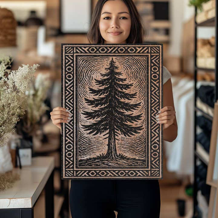 Benoit's Design Co. - Wholesale Wall Sign - Pine Tree Engraved Birch Illustration4