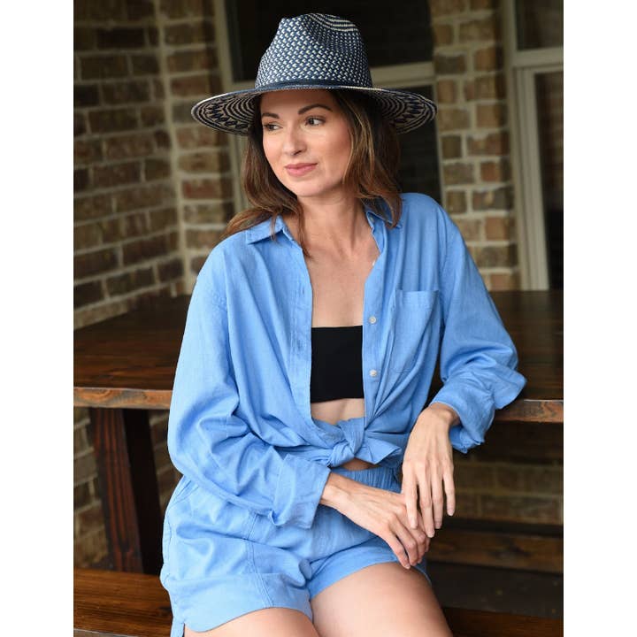 American Hat Makers - Vente Chapeau de paille – femme - Chapeau de soleil en paille style safari bicolore - modèle Eppie9