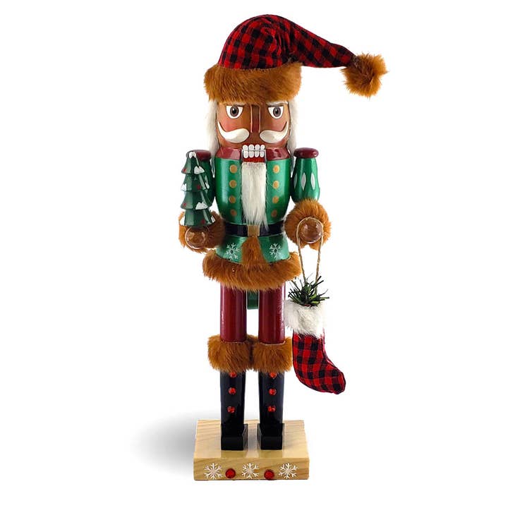 African American Woodsman Santa Nutcracker in hat 14 Inch for wholesale by Nutcracker Ballet Gifts