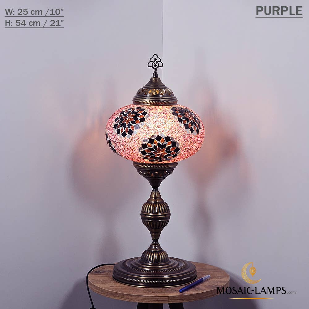 Mosaic Lamps - Wholesale Accent/Desk Lamp - 10+ Colors - Turkish Mosaic X Large Globe Table Lamp, Marrak61