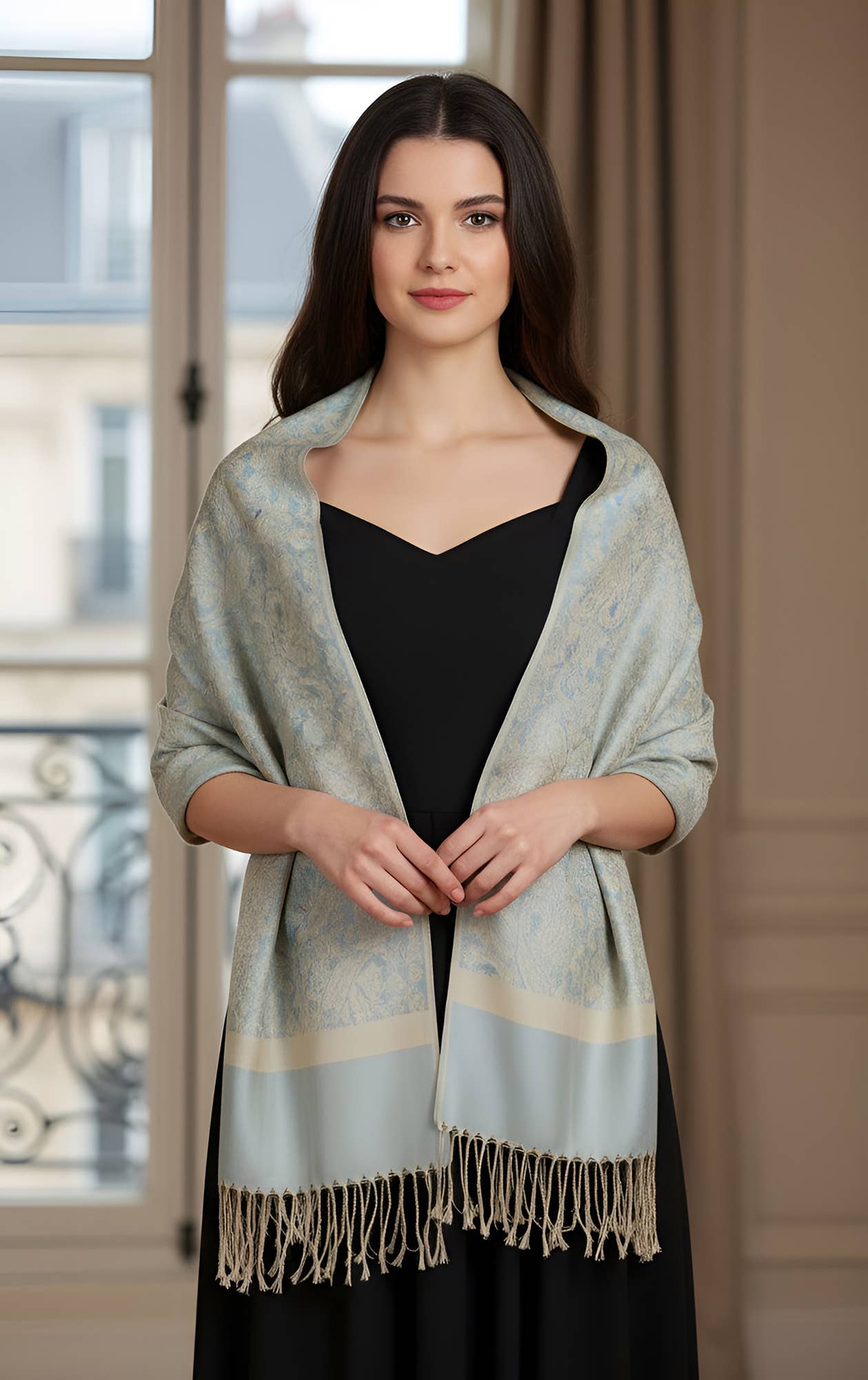 SERENITA – Großhandel Schal – Damen – Jacquard Paisley Pashmina Schal Wendbarer Stola-Wickel18