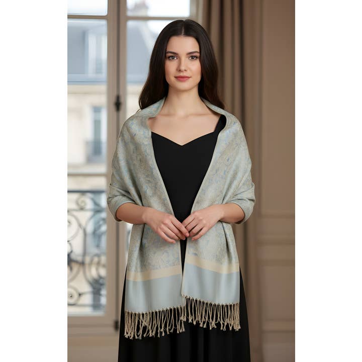 SERENITA – Großhandel Schal – Damen – Jacquard Paisley Pashmina Schal Wendbarer Stola-Wickel18