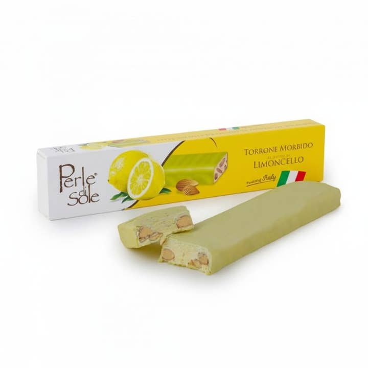 Italian Lemon White Chocolate Soft Nougat - Almonds for wholesale by Perle di Sole LLC