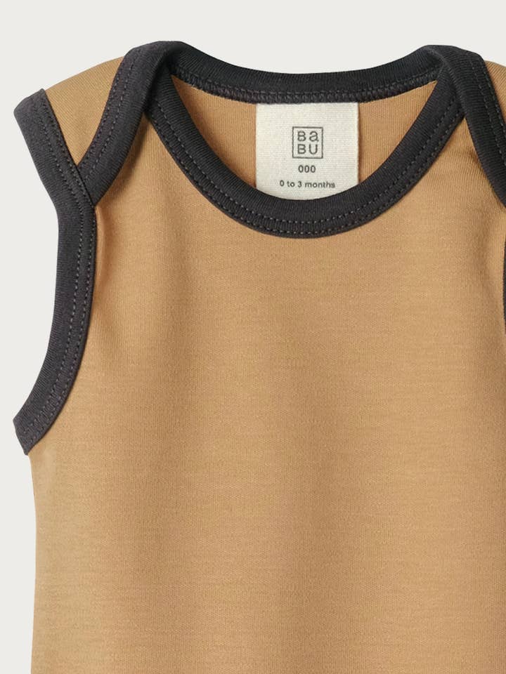 Babu - Wholesale Bodysuit (non-footed) – Baby - Singlet Bodysuit - Marigold Contrast2