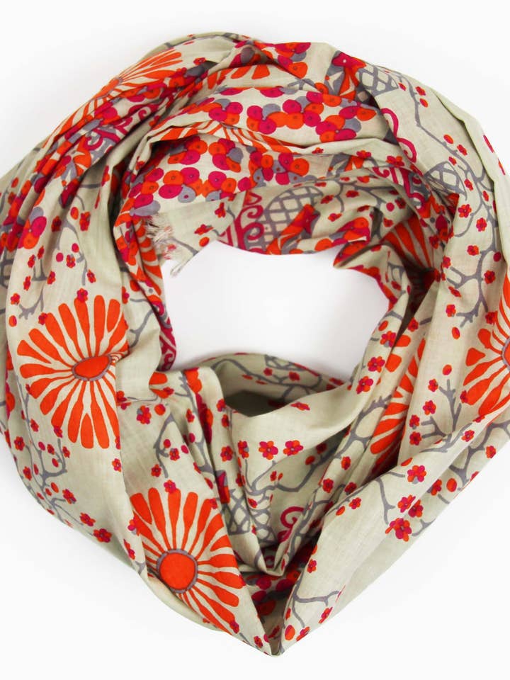 Bio-Baumwollschal Ryoko Orange für den Großhandel von Les Belles Vagabondes