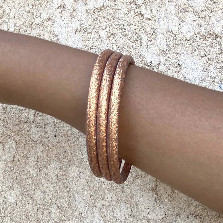 Melokane - Wholesale Bangle Bracelet - Copper-colored sparkling fabric bangle bracelet1