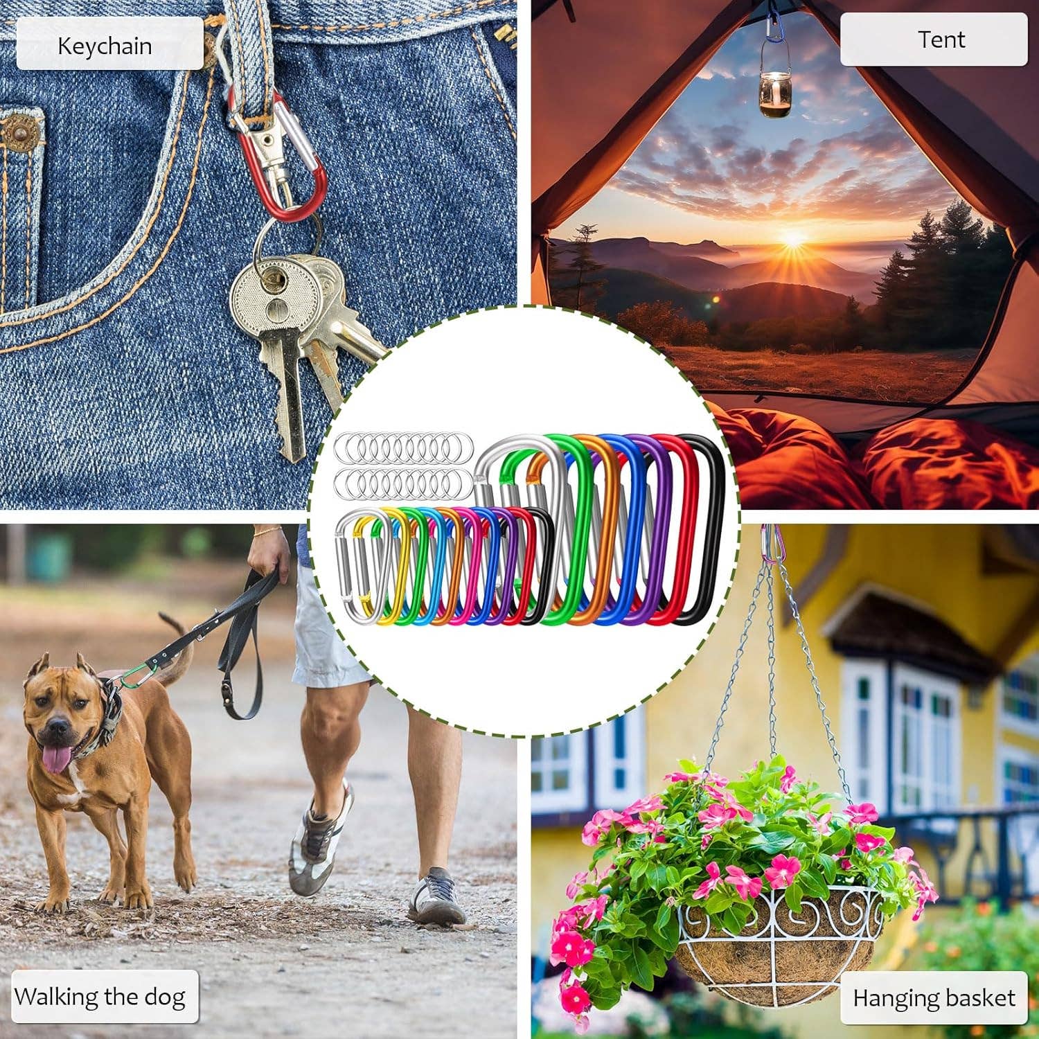 Crover - Wholesale Keychain - Unisex - Multicolor Aluminum D-Ring Carabiner Keychain Clip (2" & 3")2