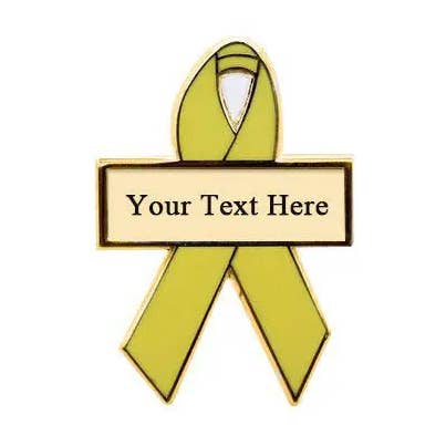 Gele gepersonaliseerde bewustmakingslinten | Gegraveerde pinnen voor wholesale door Personalized Cause
