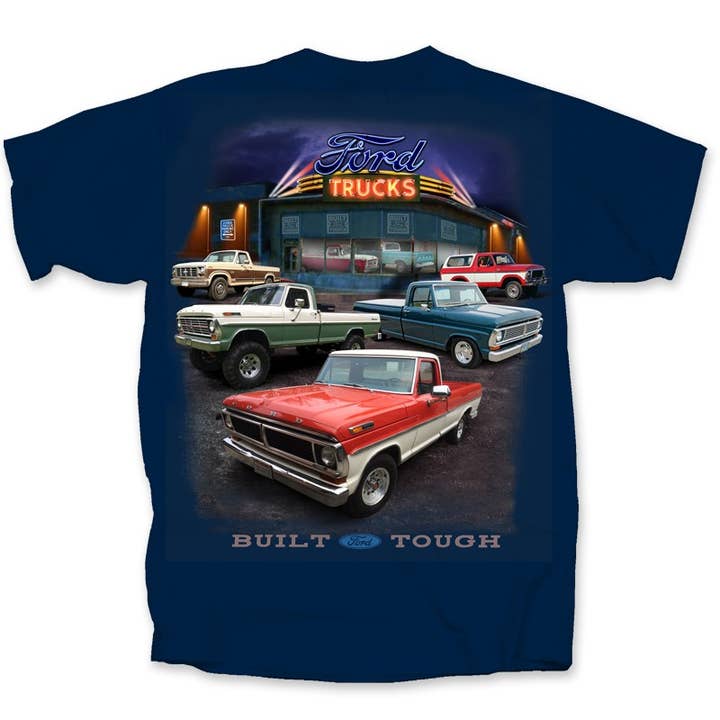 Ford Vintage Dealer Scene Ford Trucks T-Shirt for wholesale by Joe Blow T's