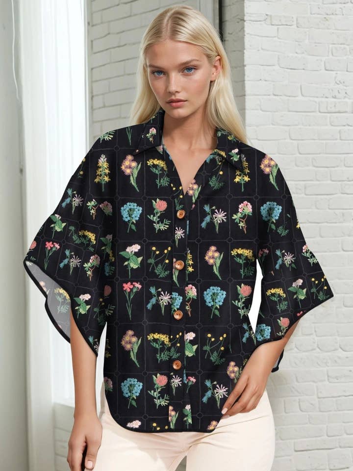 Top floral de algodón Maurice - Botánicos para venta al por mayor de Eva Franco