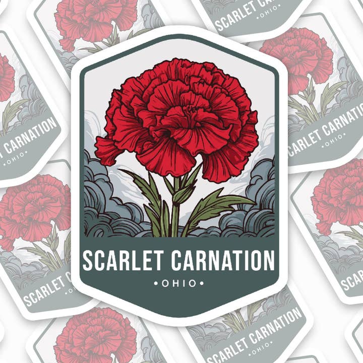 Vinyl sticker - Ohio State flower "Scarlet Carnation" for wholesale by With Love, Ell