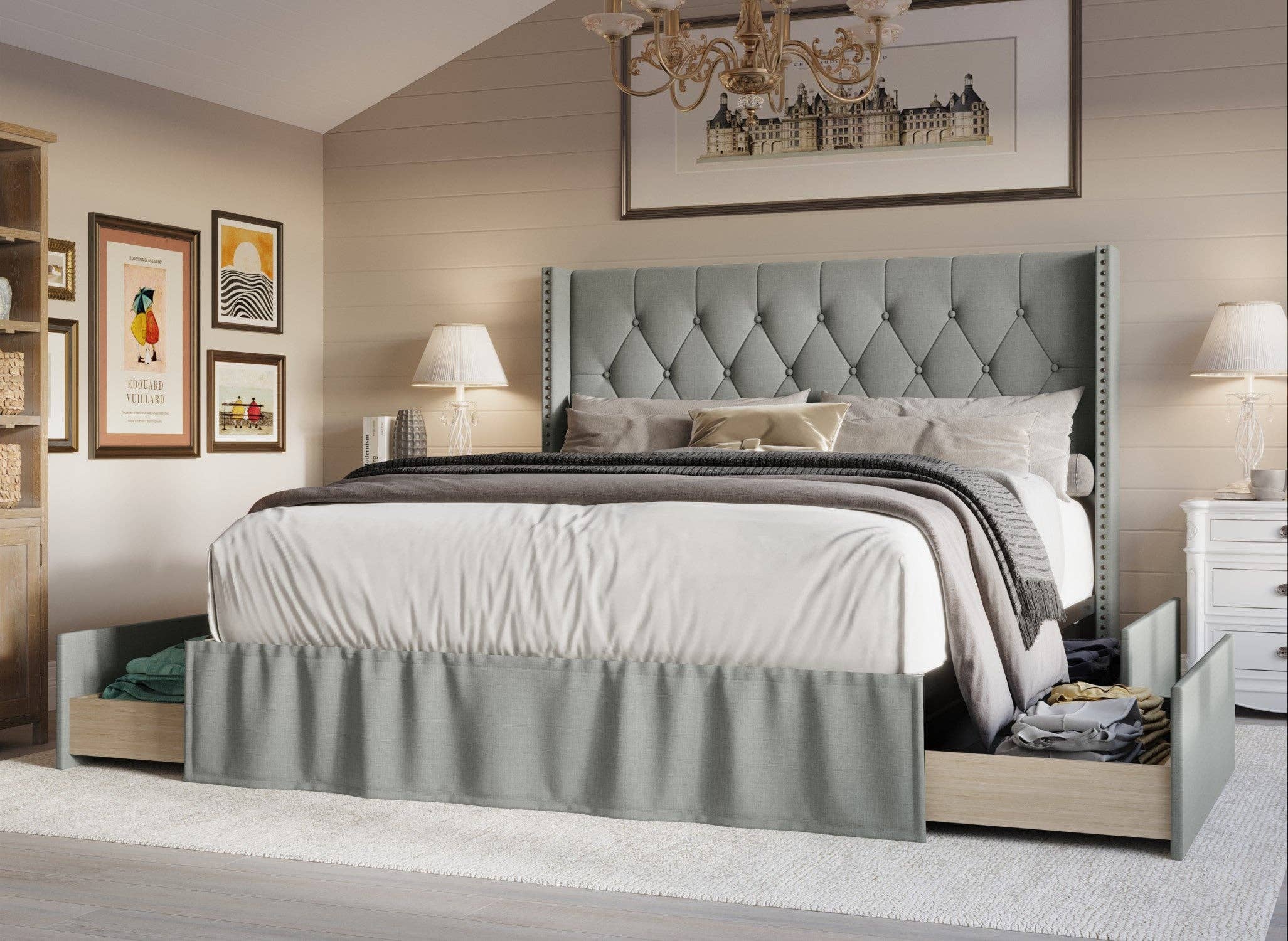 Home Design - Wholesale Bed - Home Design Andrea Upholstered Storage Panel Bed Frame10