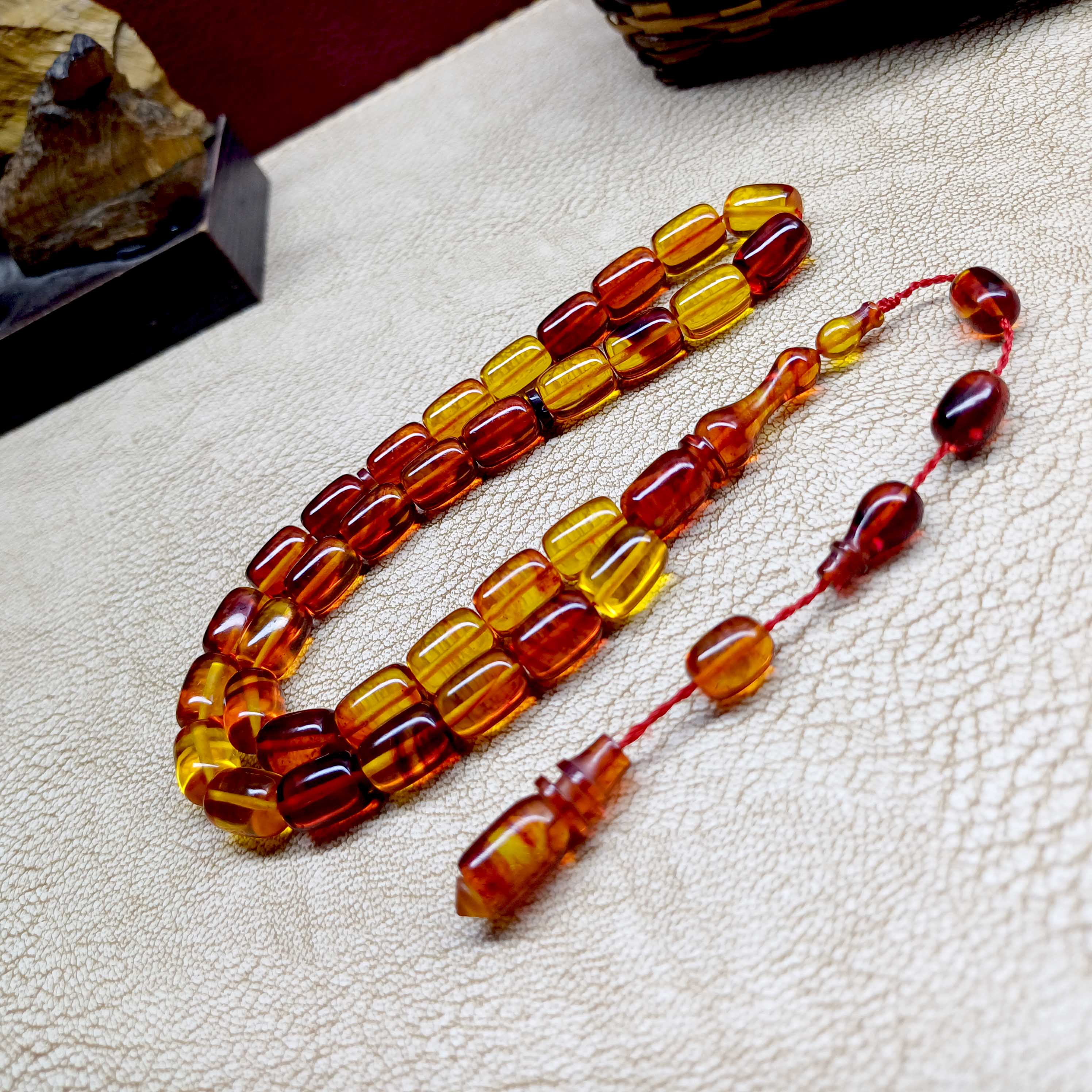 Aladdin - Wholesale Prayer Beads Necklace - Selderesi | Darabaci Design Fire Amber Tasbih1