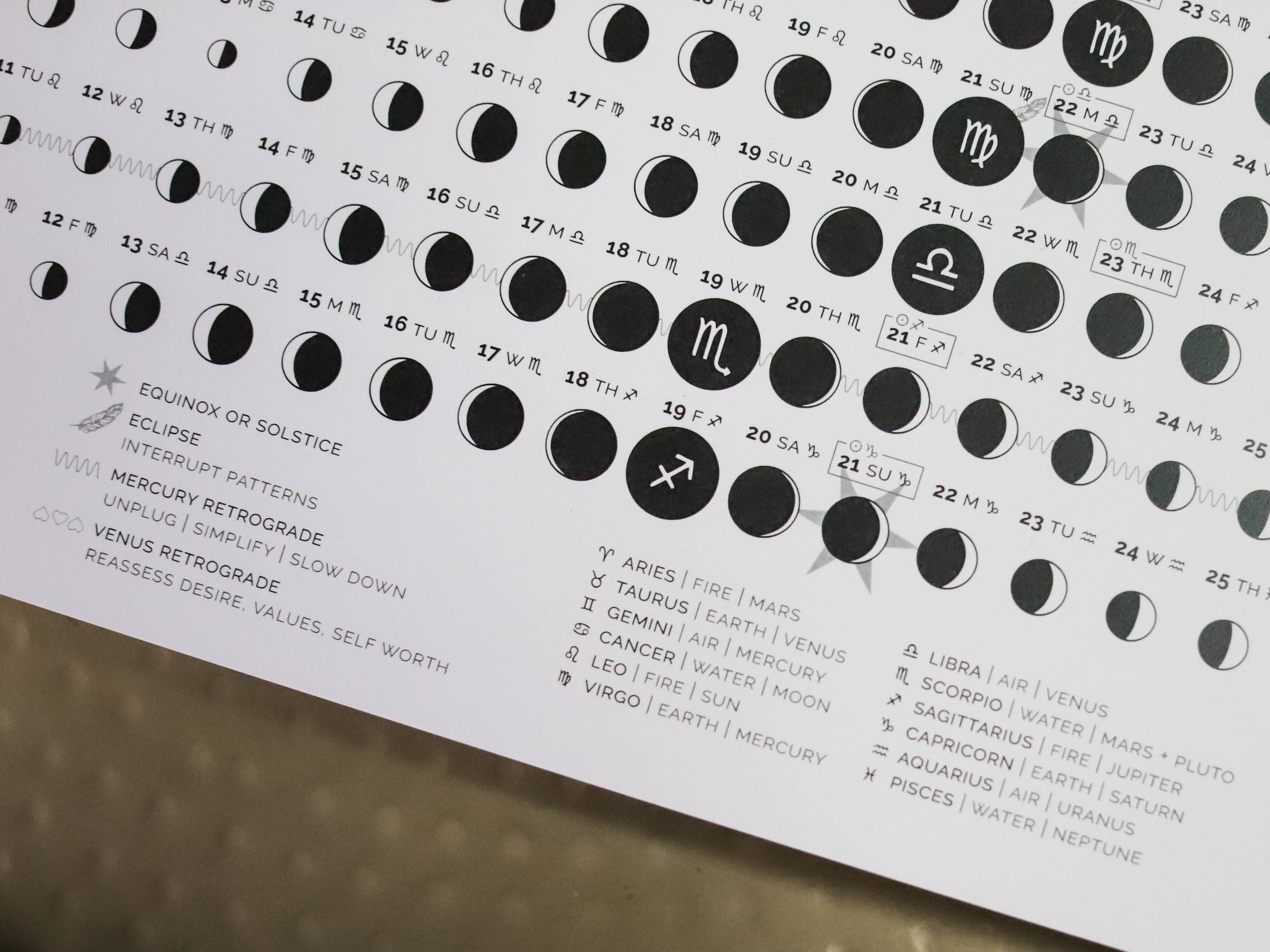 Taming the Tangle - Wholesale Calendar - Noir 2026 Moon Calendar poster6