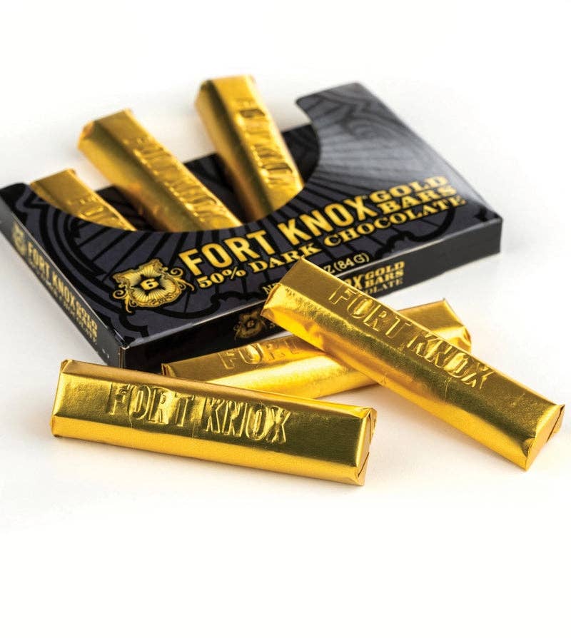 Long Island Candy Factory - Wholesale Chocolate Bar - Fort Knox Mini Gold Bars Dark Chocolate 50% 2.96 oz 12 ct0