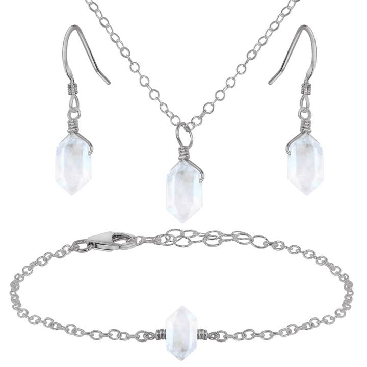 Luna Tide - Wholesale Jewellery set - Rainbow Moonstone Double Terminated Crystal Jewellery Set4