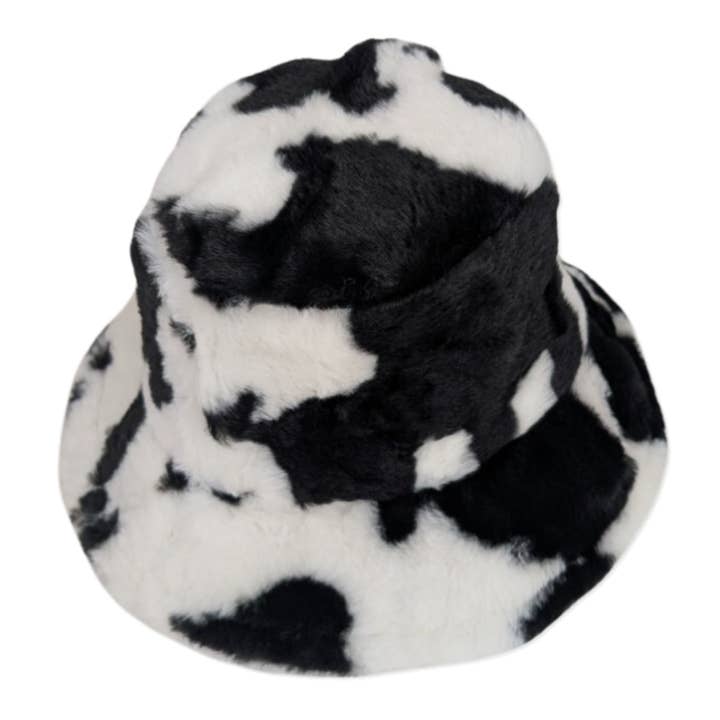 CHAPEAU SEAU EN FAUSSE FOURRURE DE VACHE, BHT 60279C PC pour la vente par JOIA ACCESSORIES