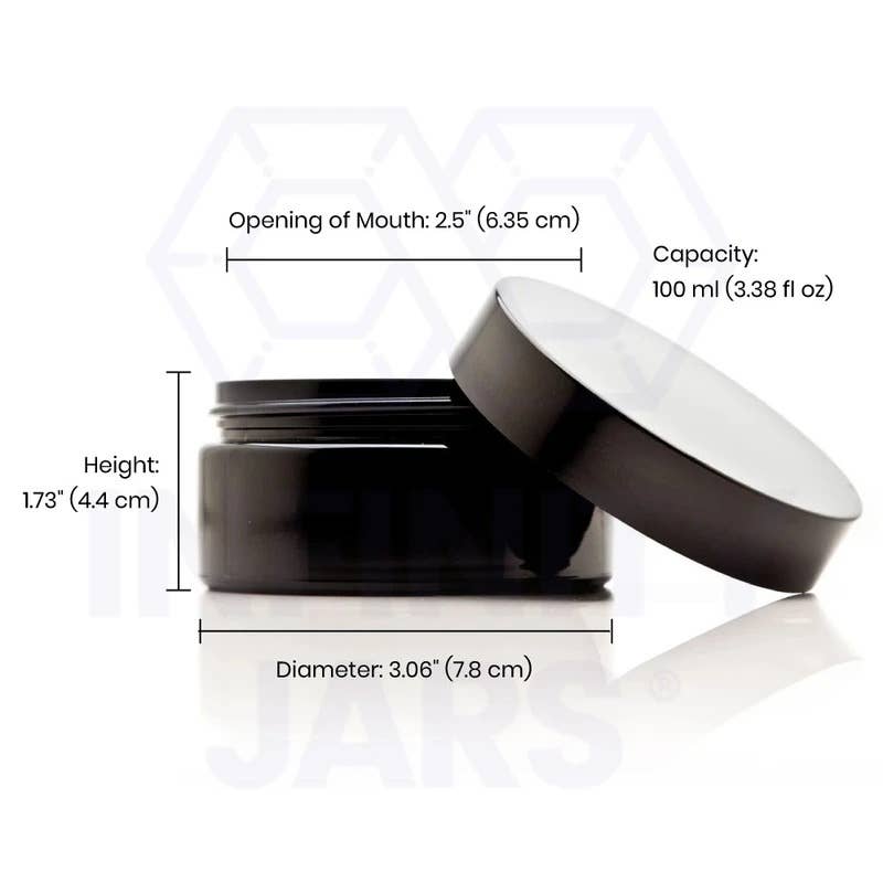 Infinity Jars - Wholesale Jar - 100 ml Glass Cosmetic Style Wide Mouth Jar1