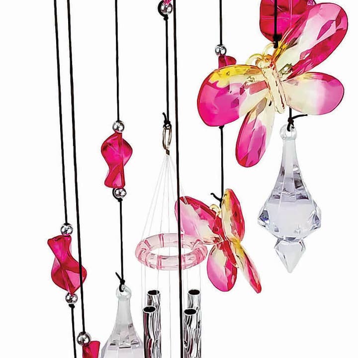 Pink Butterflies Acrylic Chime for wholesale by Spoontiques, Inc