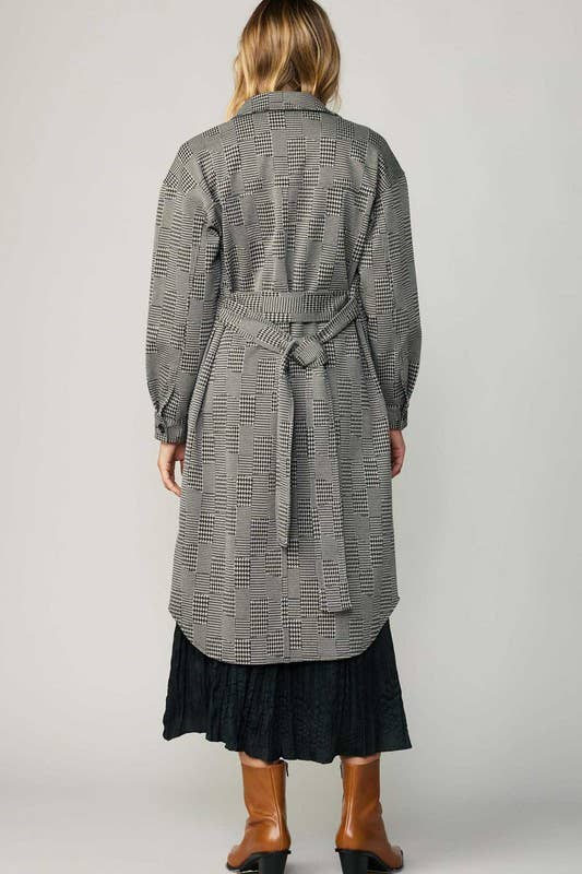 Schwarz-Taupe Langes Hemd-Jacke mit Knöpfen für den Großhandel auf Faire3